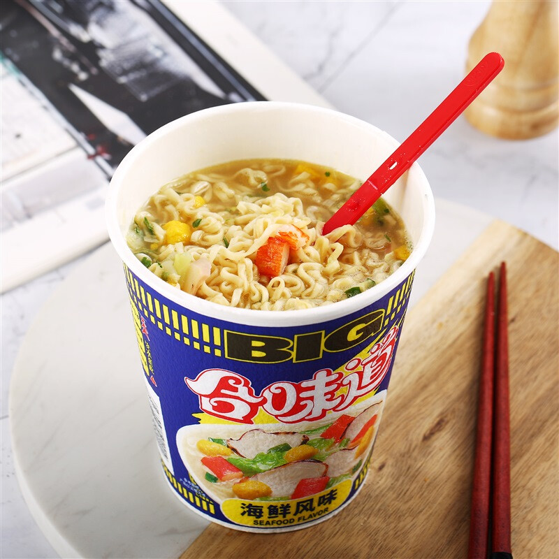 日清 方便面 big合味道 海鲜风味108g*12杯整箱装 *2件