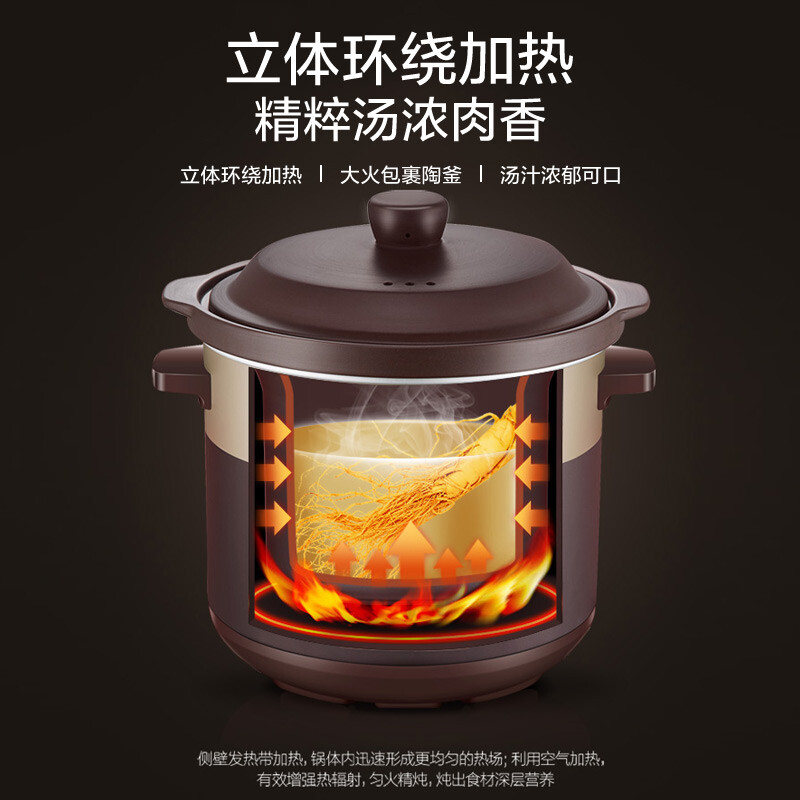 美的（Midea）電燉鍋 電燉盅 煲湯鍋燉湯鍋 電砂鍋 煮粥鍋 南都陶釜內(nèi)膽 4升煲湯電燉鍋家用智能預(yù)約WTGS401