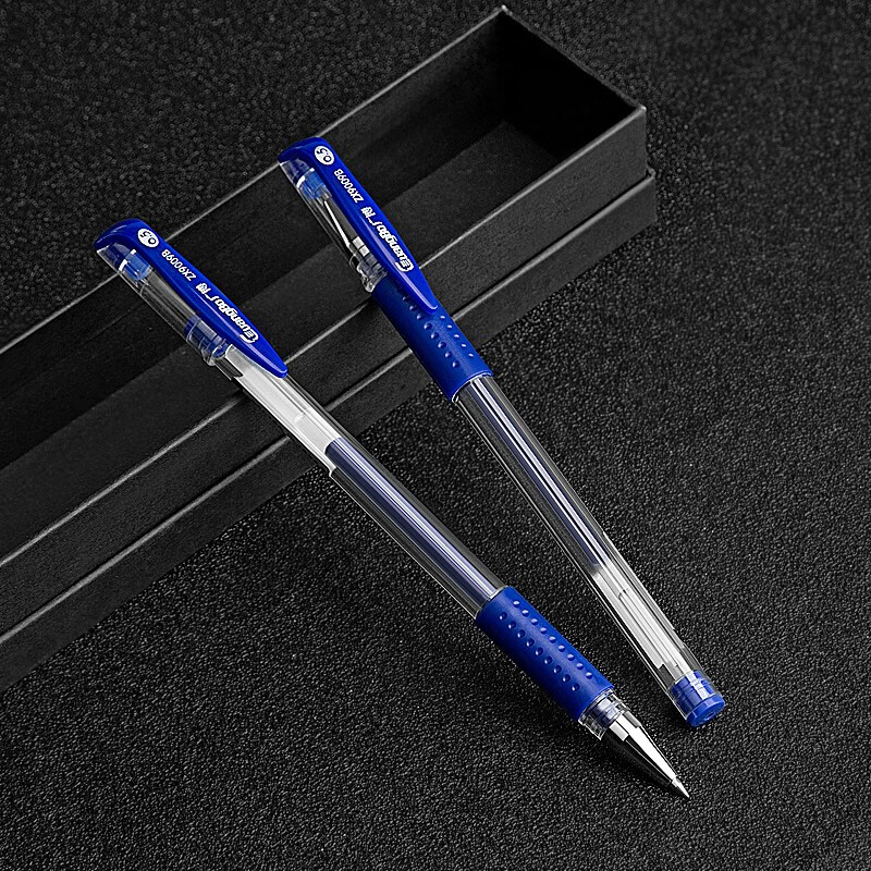 广博(GuangBo) 0.5mm蓝色高质感子弹头中性笔 办公签字笔 水笔12支装 ZX9009B