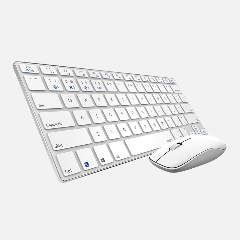 雷柏（Rapoo） KM525 键鼠套装 无线蓝牙键鼠套装 办公键盘鼠标套装 超薄便携 无线键盘 蓝牙键盘 白色