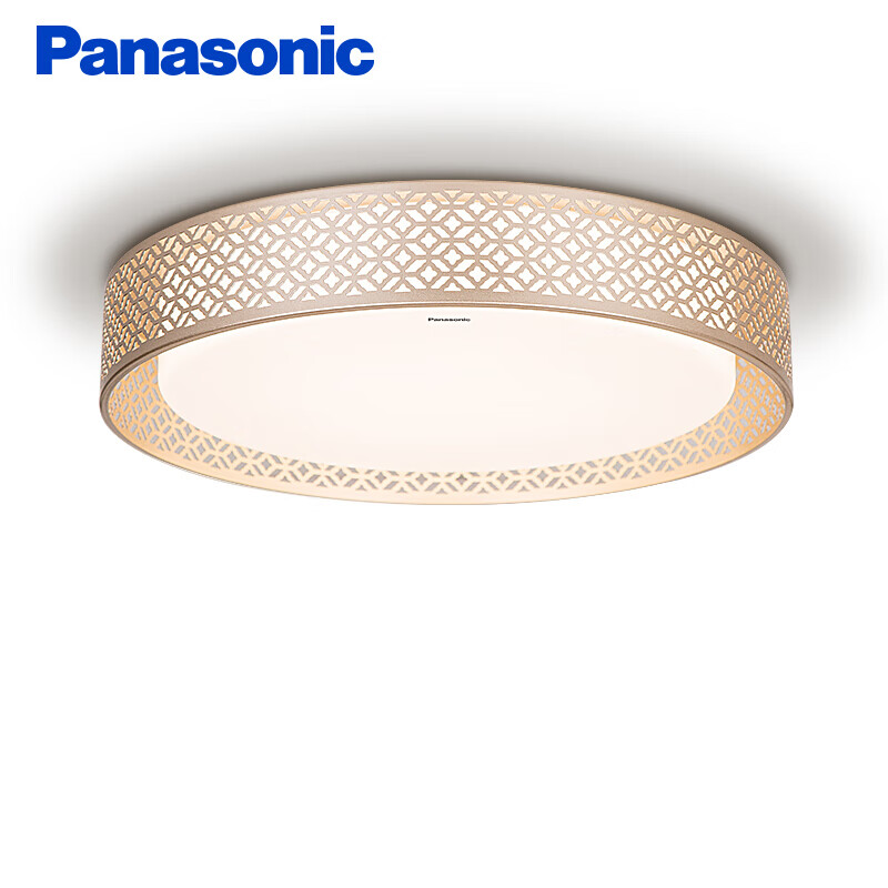 松下（Panasonic）吸顶灯LED遥控调光调色客厅卧室灯具铁艺装饰框HHXZ3003 花舞系列金色 36瓦