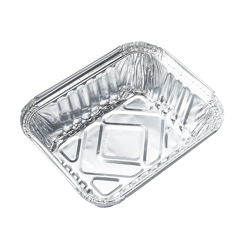 展艺 一次性锡纸盒 15cm 铝箔盒 加厚烧烤长方形锡纸碗盘外卖打包盒烤箱烘焙家用 50只装