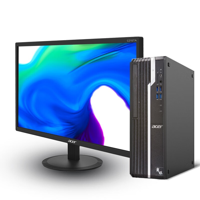 宏碁(Acer)商祺SQX4270 666N商用办公台式电脑整机 家用电脑 (十代i5-10400 8G 1T GT730 2G wifi )23.8英寸