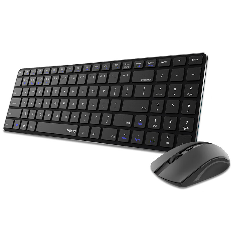 雷柏（Rapoo） KM660 键鼠套装 无线蓝牙键鼠套装 办公键盘鼠标套装 超薄键盘 无线键盘 蓝牙键盘 黑色