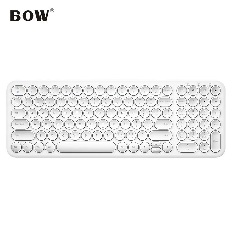 航世（BOW）HW098SC-2 无线键盘 超薄静音键盘 笔记本电脑通用 家用办公  白色