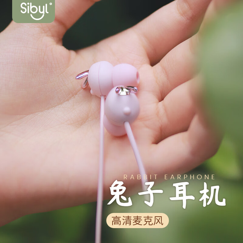 Sibyl 耳机有线入耳式重低音带麦k歌女生吃鸡隔音睡眠适用Type-c华为oppo小米vivo通用 粉色【3.5mm 30天质保丨一年换新丨线控带麦】