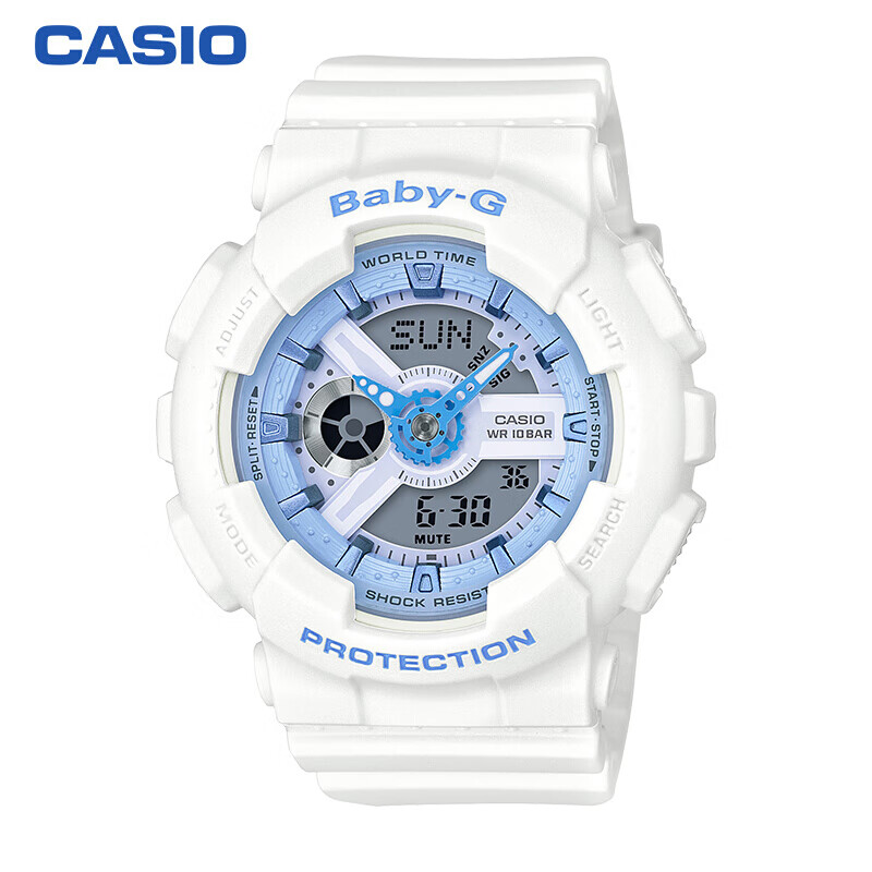 卡西欧（CASIO）手表 【情人节礼物】 BABY-G 女士防震防水运动手表 夜光石英表 BA-110BE-7A