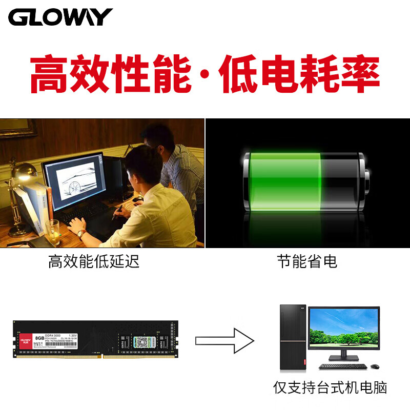 光威（Gloway）8GB DDR4 3000 台式机内存条 弈Pro系列 长鑫颗粒/国产颗粒