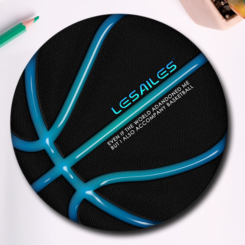 飞遁（LESAILES）250*250*4mm篮球游戏电竞鼠标垫 圆形中号电脑键盘桌垫 易清洁
