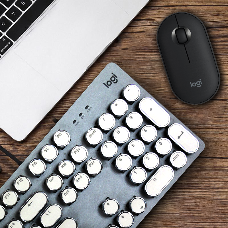 罗技（Logitech）K845机械键盘有线电竞游戏办公朋克复古口红国潮键盘外设电脑笔记本 创意礼物 K845(茶轴)+经典朋克键帽-白