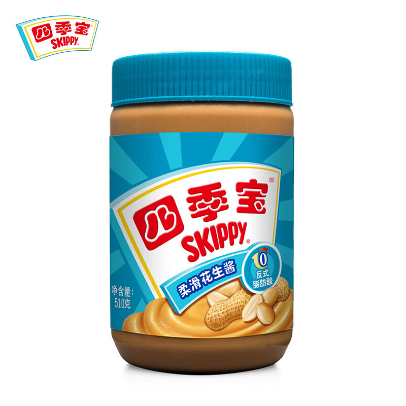 四季宝（SKIPPY）柔滑花生酱510g精选上等花生无色素香精防腐剂早餐面包酱调味酱料火锅关东煮汤料烘焙原料