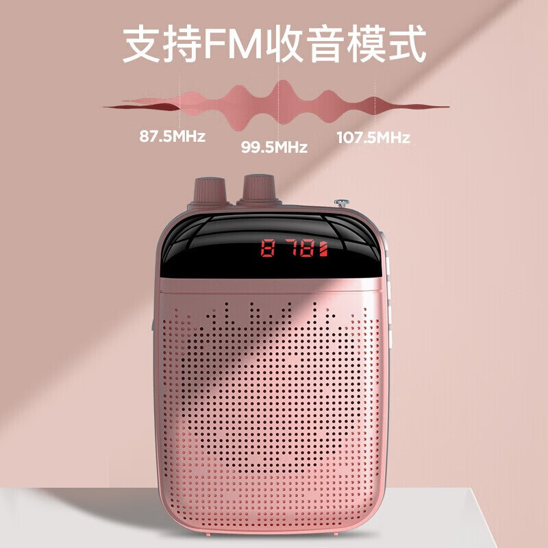 先科（SAST） K22小蜜蜂扩音器教师专用无线麦便携式讲课神器麦克风耳麦老师用的上课教学喇叭播放机 玫瑰金 有线版