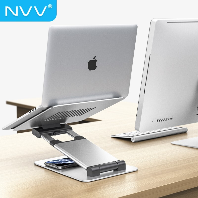 NVV 笔记本支架 电脑支架站立办公无级升降桌散热架 铝合金可折叠电脑增高架子架托苹果macbook底座NP-13