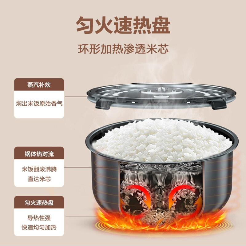 美的（Midea）智能電飯煲電飯鍋3-10人家用5L大容量多功能預(yù)約金屬機(jī)身家用蒸米飯鍋FB50M205