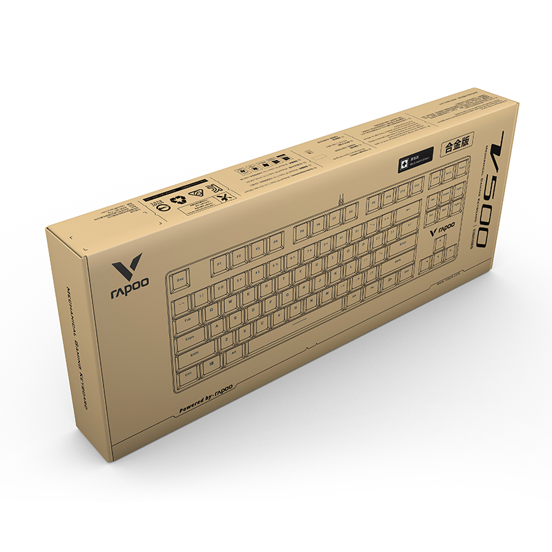 雷柏（Rapoo） V500合金版 机械键盘 有线键盘 游戏键盘 87键 吃鸡键盘 电脑键盘 笔记本键盘 黑色 青轴