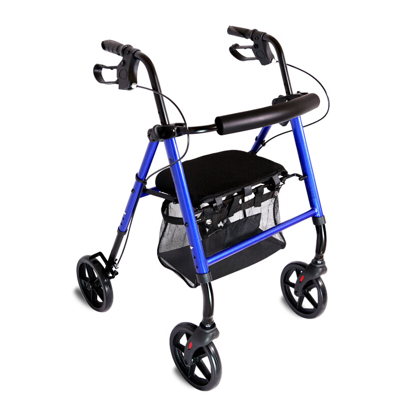 善行者 老人助行器 残疾人助行架 购物车买菜车 手推车带轮带座便携式可折叠轮椅车 升级版SW-W52