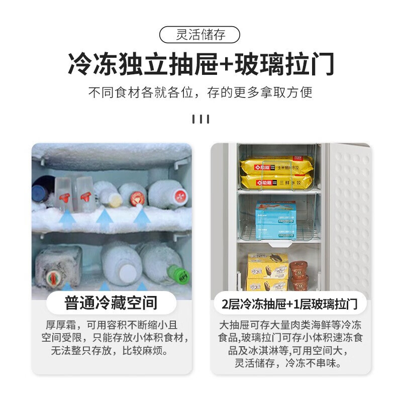 日普（RIPU）190升双门迷你小冰箱家用两门电冰箱小型节能省电低音（下冷冻独立抽屉）一级能效BCD-190FD