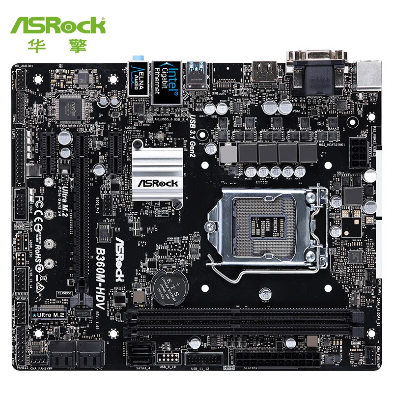 华擎（ASRock）B360M-HDV主板（Intel B360/LGA 1151）