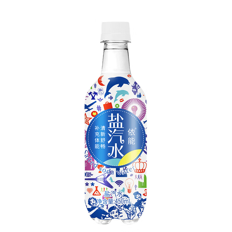 依能 鹽汽水 氣泡水 碳酸飲料 450ml*15瓶 整箱裝（新老包裝隨機(jī)發(fā)貨）