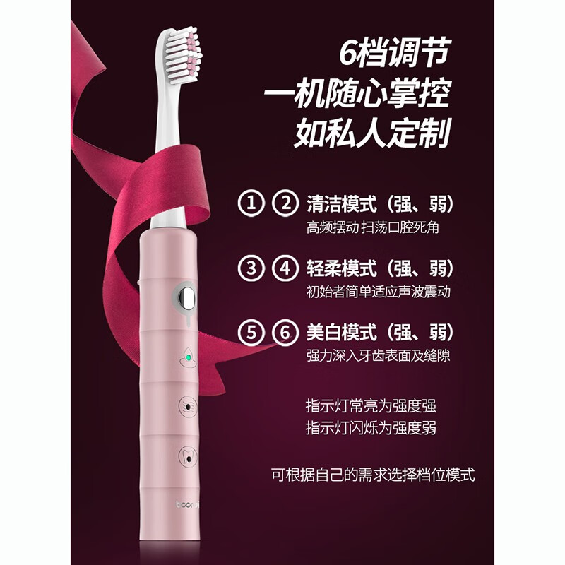 BR-Z2电动牙刷情侣套装学生党男士女生全自动牙刷充电式 象牙白-充电式-4刷头