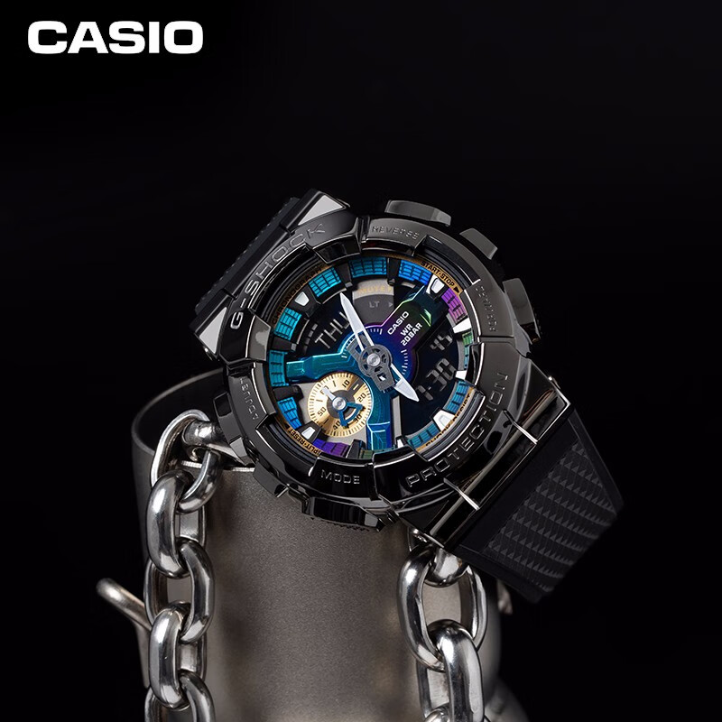 卡西欧（CASIO）手表 G-SHOCK  小钢炮 金属表壳 防震防磁自动LED照明运动手表 GM-110B-1A