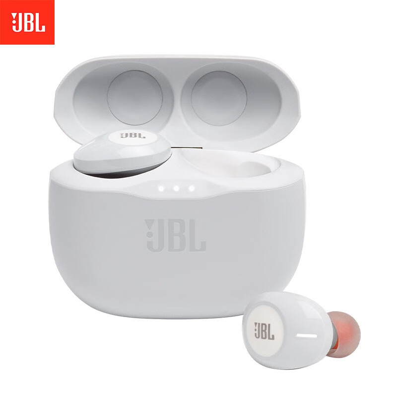 JBL TUNE125TWS 真無線藍(lán)牙耳機(jī) 入耳式音樂耳機(jī) 雙路連接 蘋果華為小米手機(jī)通用 T120TWS升級版 玉石白