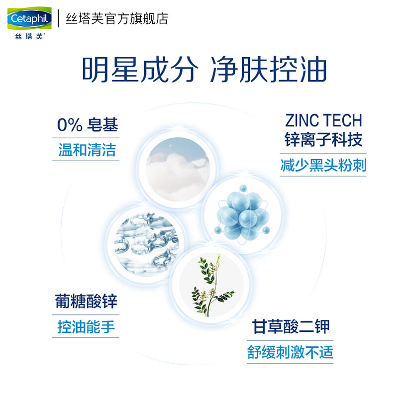 丝塔芙Cetaphil净颜控油泡沫洁面乳236ml（进口控油洗面奶 去油小紫弹  男女适用 深层清洁 去黑头）