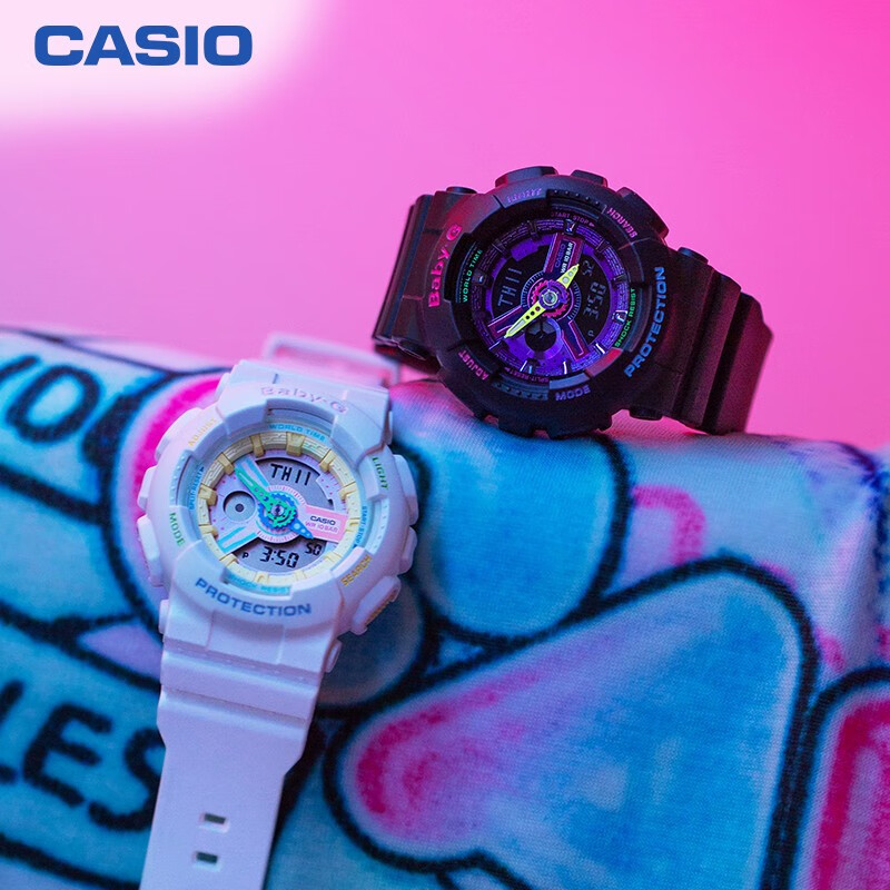 卡西欧（CASIO）手表 BABY-G 原宿Decora主题系列防水蓄光功能运动女士手表 学生手表 BA-110TM-1A