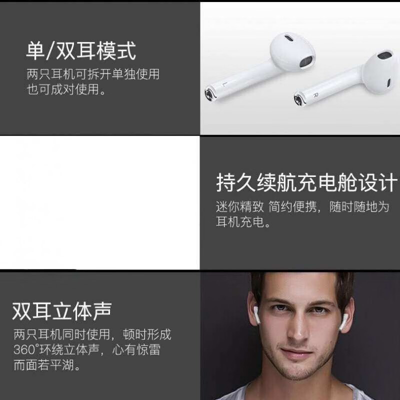 【京喜工厂】盈奢 TWS蓝牙耳机单耳双耳运动 5.0蓝牙双耳+充电仓【白色】