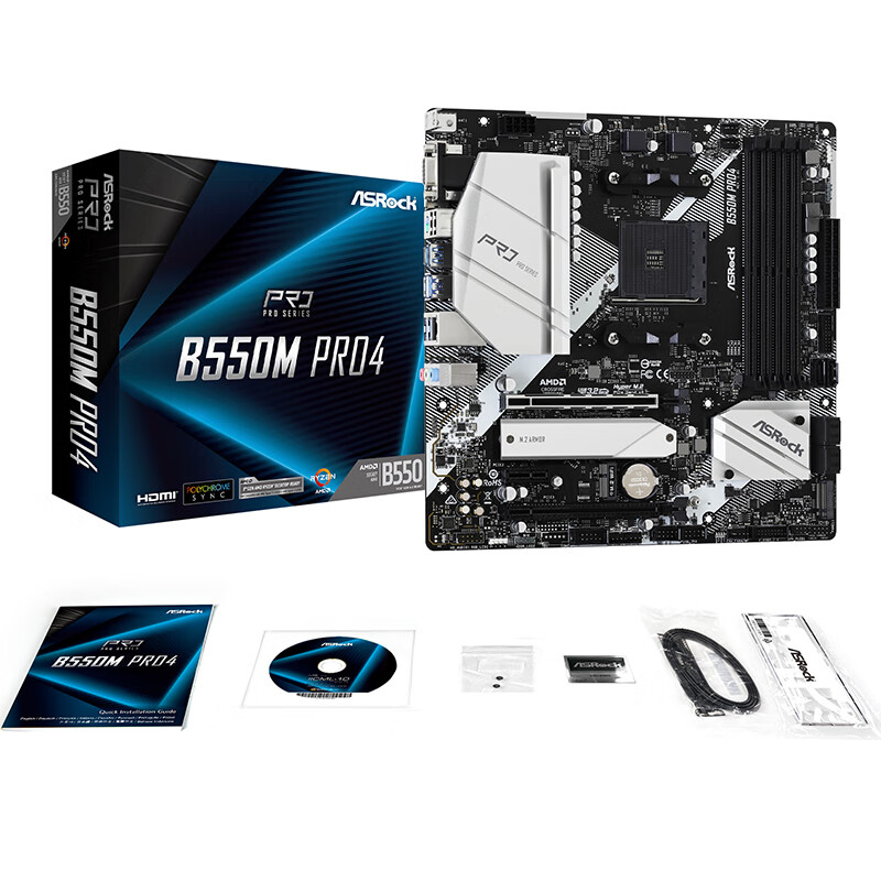 华擎（ASRock）B550M Pro4主板 支持 CPU 3300X/3600X/3700X（AMD B550/Socket AM4）