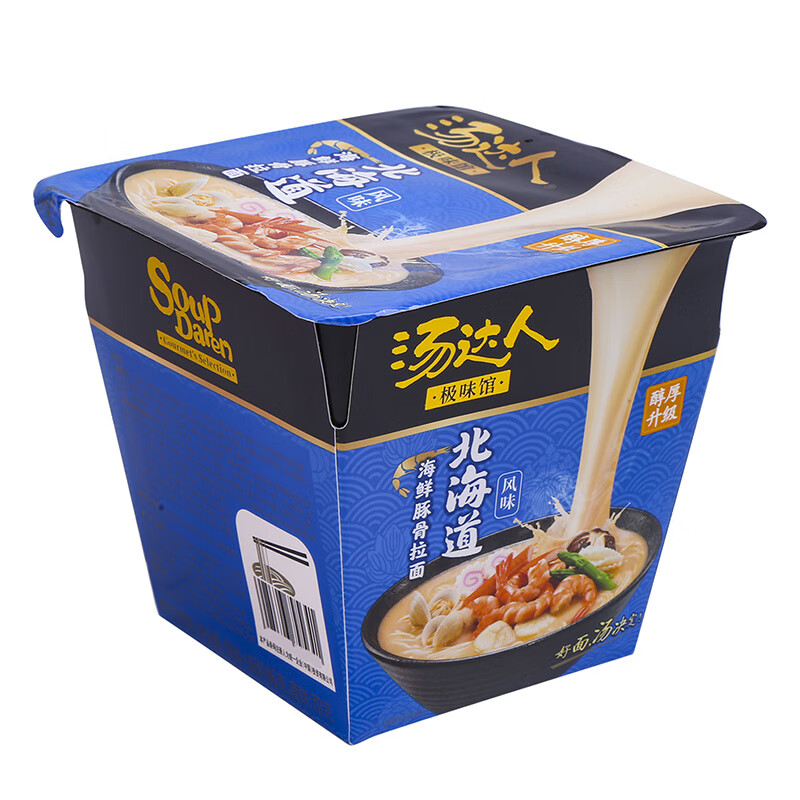 统一汤达人极味馆北海道海鲜豚骨拉面方便面96克6碗整箱装3件