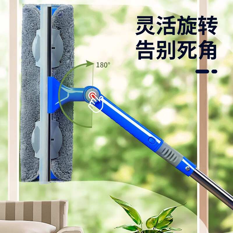 佳帮手 擦玻璃神器双面清洗擦窗器家用伸缩杆窗户刮洗清洁工具 标准款咖色