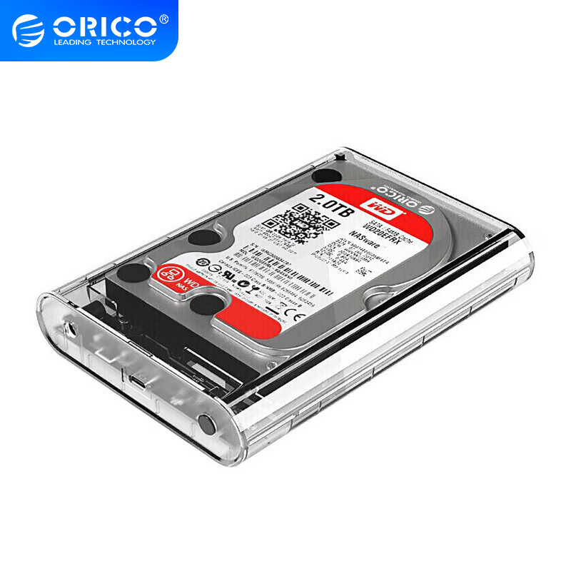 奥睿科(ORICO)3.5英寸移动硬盘盒 Type-C/USB3.1外置盒子 SATA串口台式机外置固态械硬盘外壳 透明3139C3