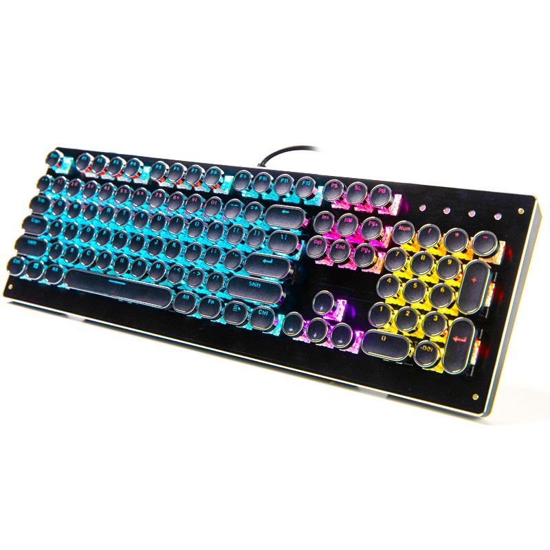 灵蛇（LINGSHE)有线机械键盘 电镀透光朋克键帽 多种混光 防水游戏机械键盘 K806黑色朋克 青轴