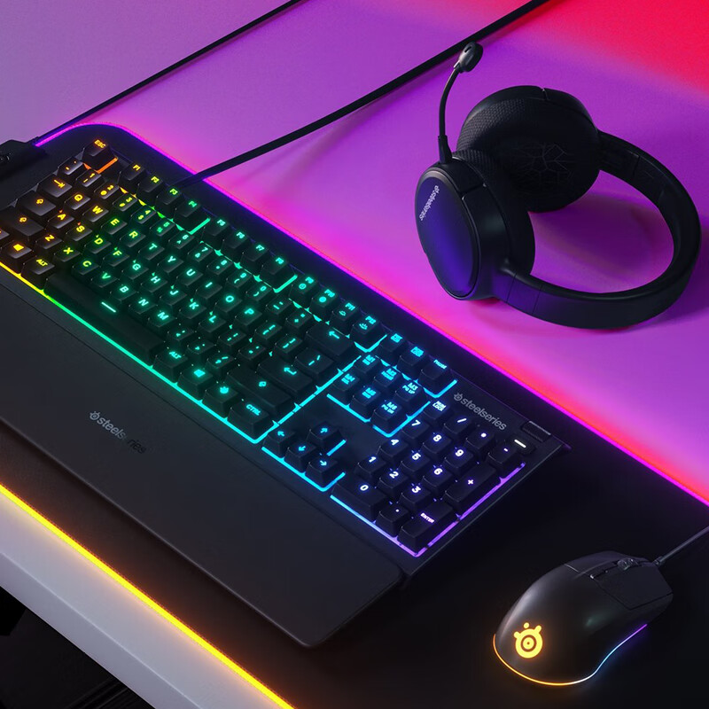 赛睿（SteelSeries）Apex 3 10区域RGB 背光 静音游戏开关 磁吸腕托 游戏键盘