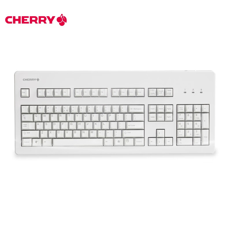 樱桃（Cherry）G80-3000LXCEU-0 机械键盘 有线键盘 游戏键盘 全尺寸键盘 经典复古 白色 茶轴