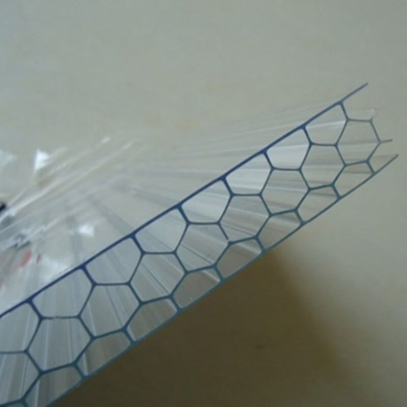 pc阳光板耐力板透明蜂窝采光板雨棚保温搭棚10mm湖蓝隔断遮阳 8mm蜂窝
