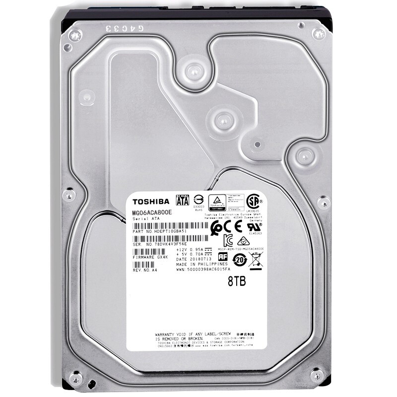 东芝(TOSHIBA) 8TB 7200转  256M SATA?企业级硬盘(MG06ACA800E)