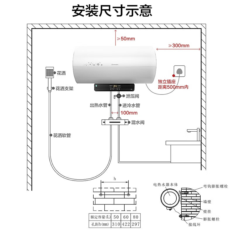 长虹（CHANGHONG）60升2200W节能速热防电墙电热水器 6倍增容大水量 电脑版 预约洗浴 质保8年Y60D61F