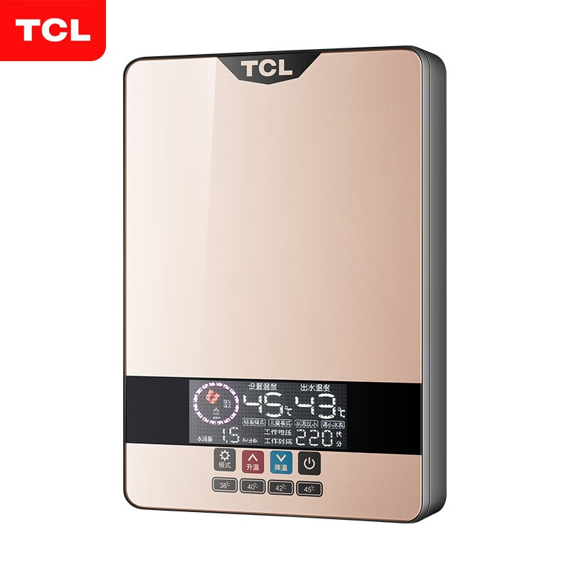 TCL 即热式电热水器电家用卫生间加热器速热洗澡器小型淋浴加热宝即开即热快速加热恒温洗澡机免储水 香槟金豪华款【6000W+遥控+空开+配件礼包】