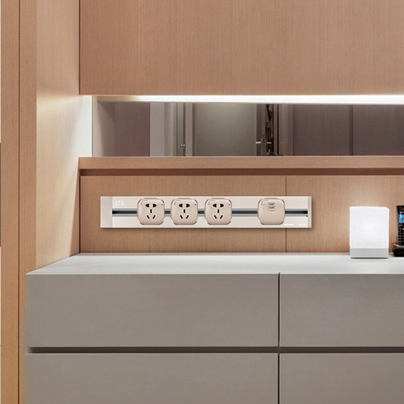 德力西delixi轨道插座可移动壁挂式开关明装无线五孔usb接线板多功能