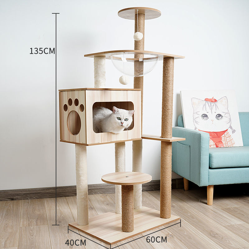 貓爬架大型貓窩貓樹一體實木太空艙通天柱麻繩貓抓板貓別墅貓用品m015