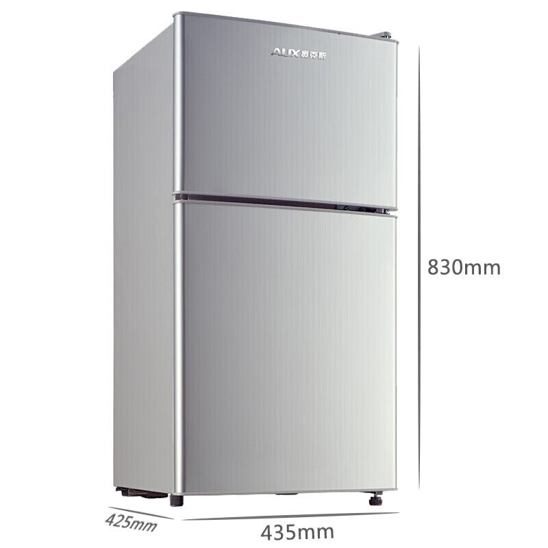 奥克斯（AUX）家用双门迷你小型冰箱 冷藏冷冻保鲜小冰箱 宿舍租房节能电冰箱 BCD-80PK 拉丝银