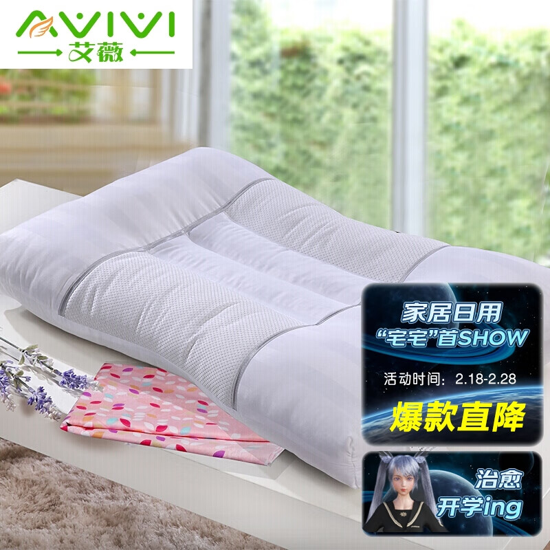 艾薇枕头 决明子枕芯颈椎枕学生枕头芯+枕套装45*70CM（全棉枕套随机颜色）