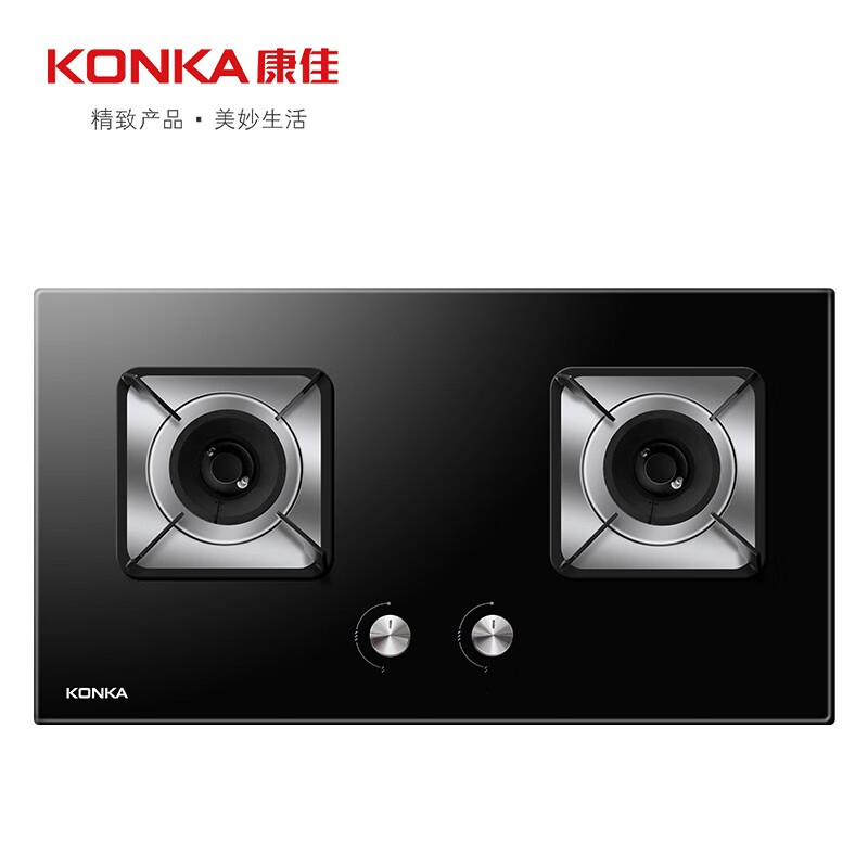 康佳（KONKA）燃气灶双灶具 5.2KW天然气双灶 家用猛火台式/嵌入式 全进风玻璃灶台 JZT-B500F（天然气）