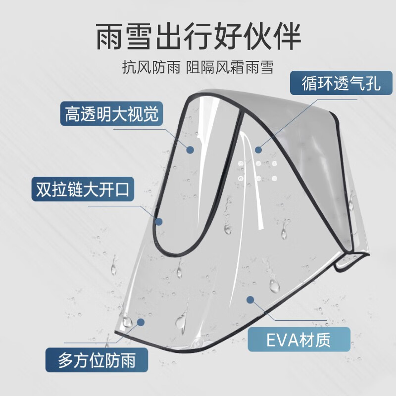 婴儿车防风罩雨罩通用推车雨衣罩儿童车防雨罩保暖防寒挡风罩子冬天伞车遮雨罩雨披雨棚宝宝防飞沫防护罩 （黑色U型双拉链款）通用型