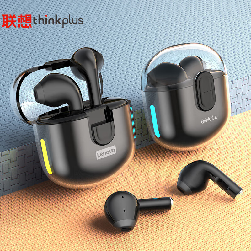 聯(lián)想(Lenovo) thinkplus LP12黑 真無線藍(lán)牙耳機(jī)透明果凍倉 半入耳式降噪觸控耳機(jī)藍(lán)牙5.1 通用蘋果華為手機(jī)