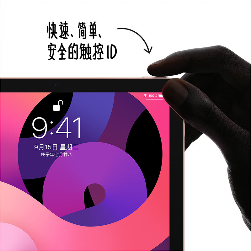 Apple iPad Air 10.9英寸 平板电脑（ 2020年新款 256G WLAN版/A14芯片/触控ID/全面屏MYFX2CH/A）玫瑰金色