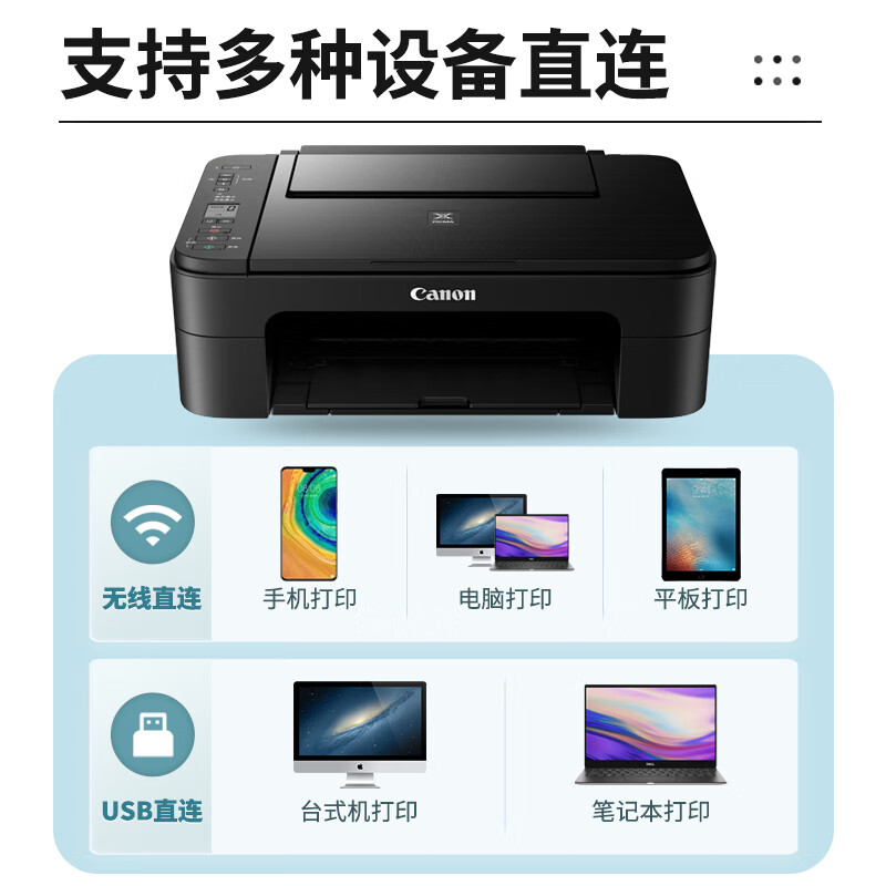 佳能（Canon）TS3380彩色照片噴墨連供打印機(jī)復(fù)印機(jī)掃描機(jī)無線家用辦公一體機(jī)TS3180升級(jí)版 套餐四:TS3380主機(jī)+大容量連供+墨水4瓶