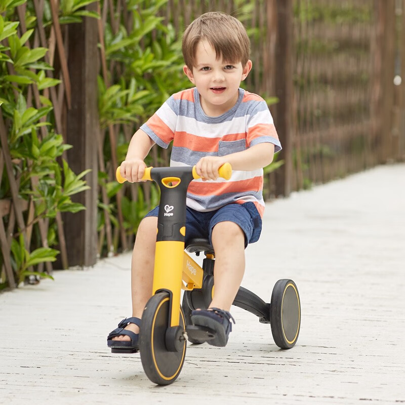 德国hape 平衡车 儿童玩具二合一可折叠滑步自行脚踏三轮车2-6岁男女小孩礼物儿童节礼物 E8467多功能平衡车（黄黑）